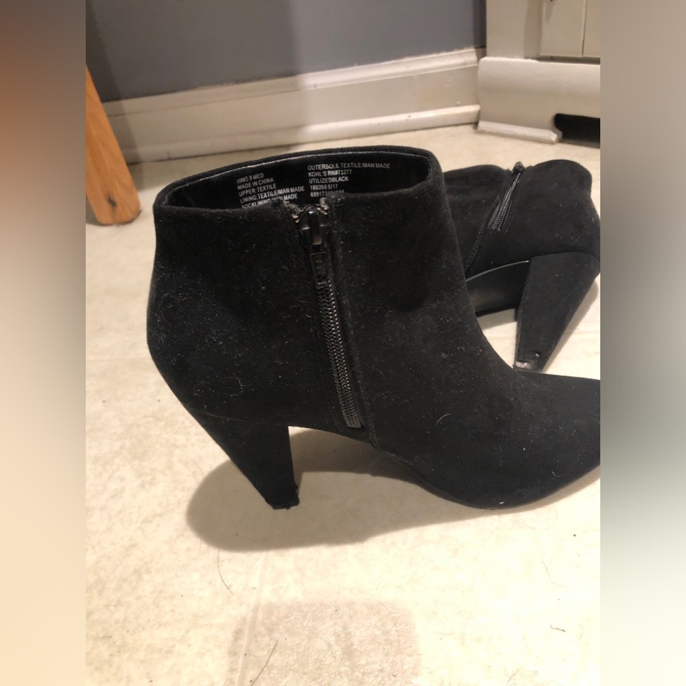 Kohl's Black Suede Ankle Booties
